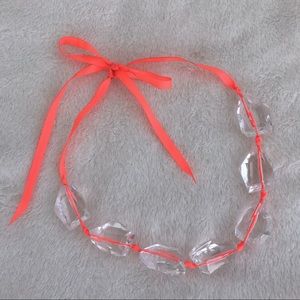 Chunky Clear Acrylic Bead Ribbon Necklace